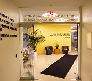 A waiting room in a large facility 